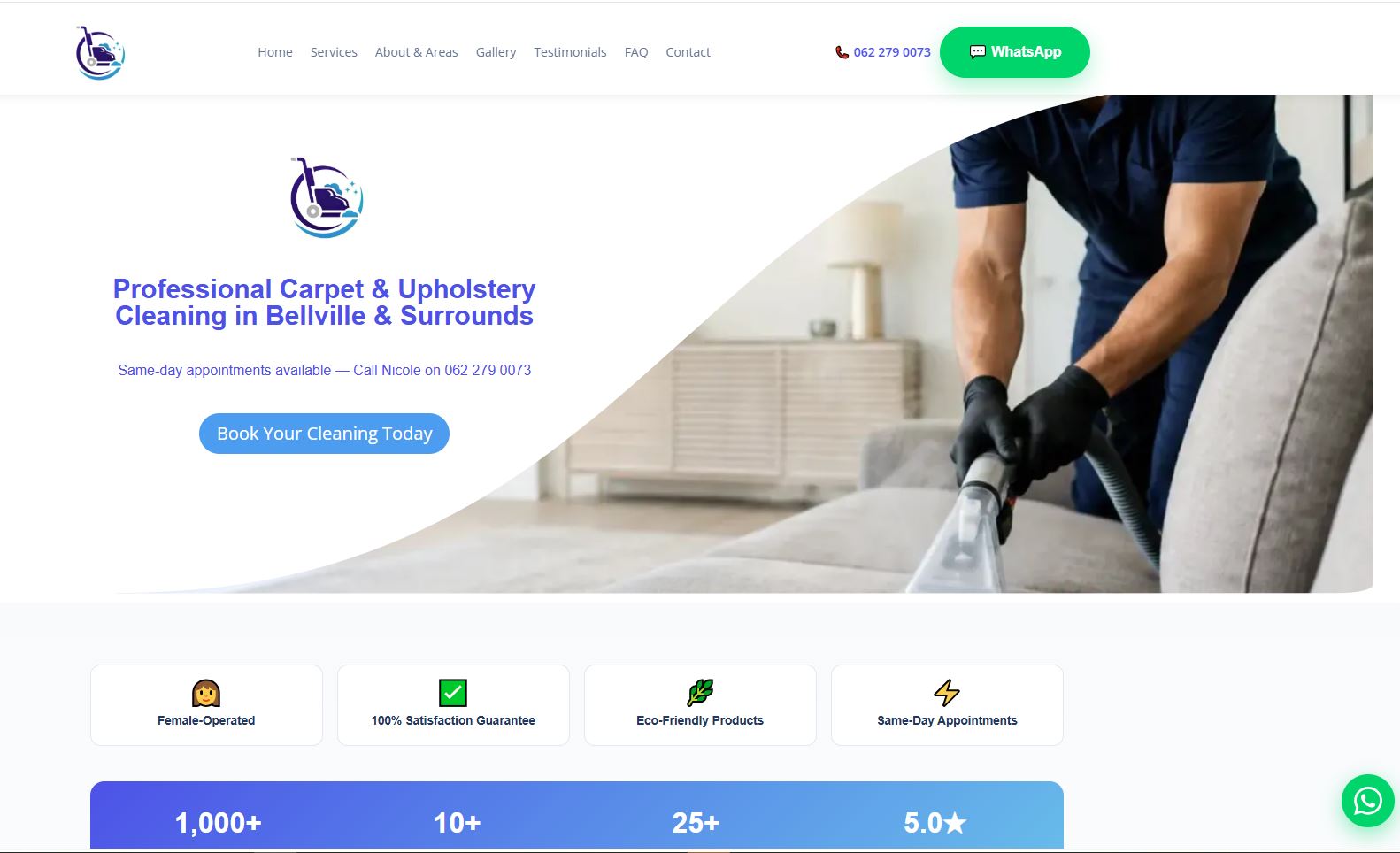 Carpet & Upholstery Cleaning Experts website — web design portfolio Cape Town