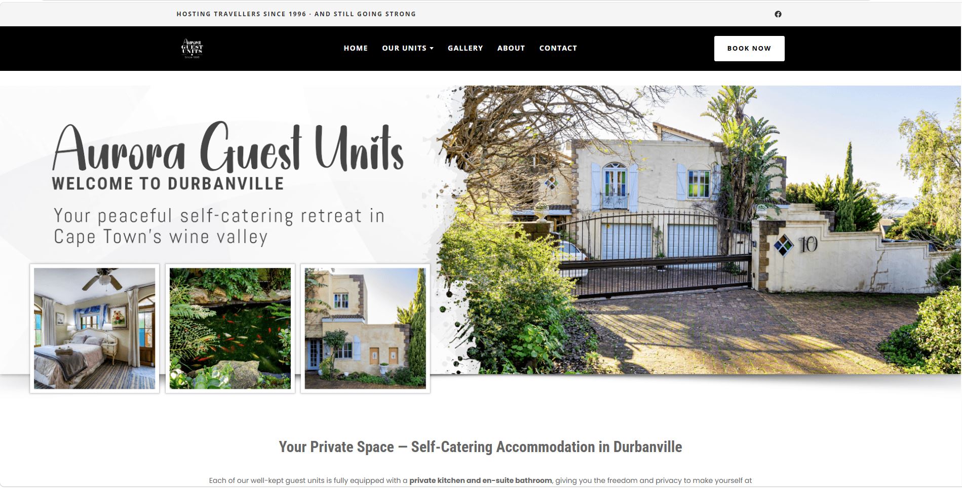 Aurora Guest Units website — web design portfolio Cape Town