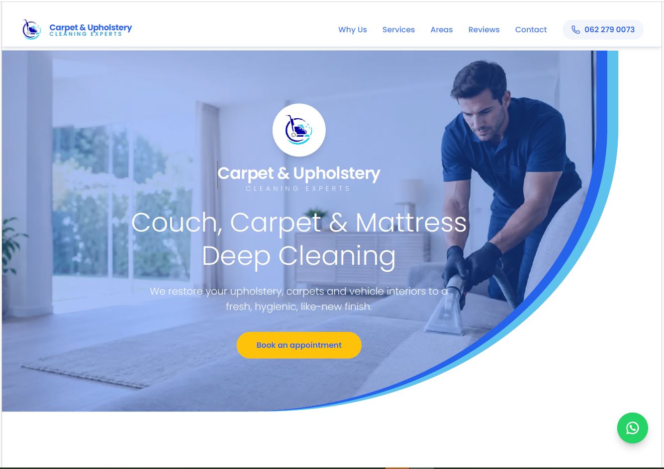 Carpet & Upholstery Cleaning Experts old website before rebuild